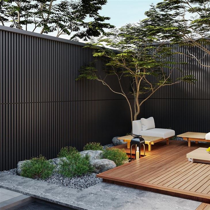 Black Wpc Wall Fence