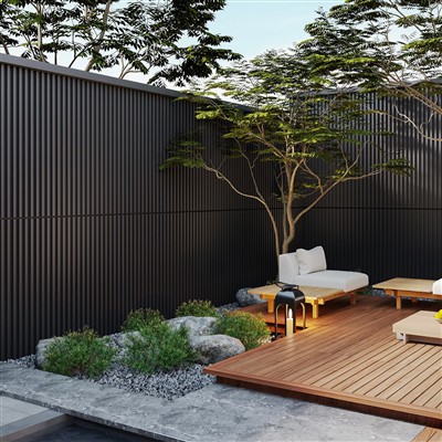 Black Wpc Wall Fence